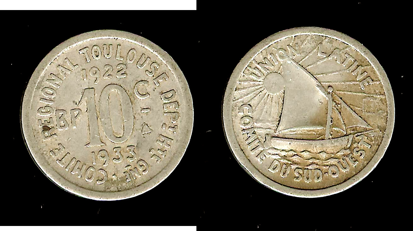 Toulouse Latin Union 10 centimes 1922/33 gVF